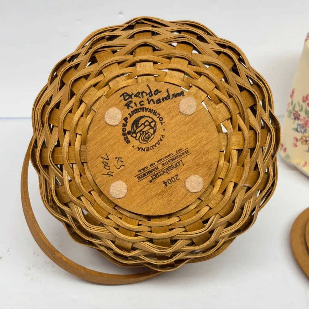 Vintage Longaberger Basket Lid Tournament of Roses Pasadena Floral Liner 2004